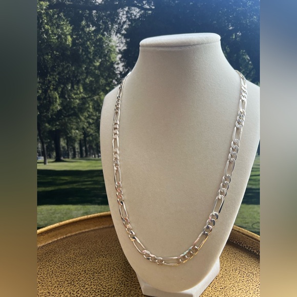 Figaro Chain Necklace Vintage Sterling Silver 925 Italy 22” 6mm 34g NOS - Picture 4 of 7